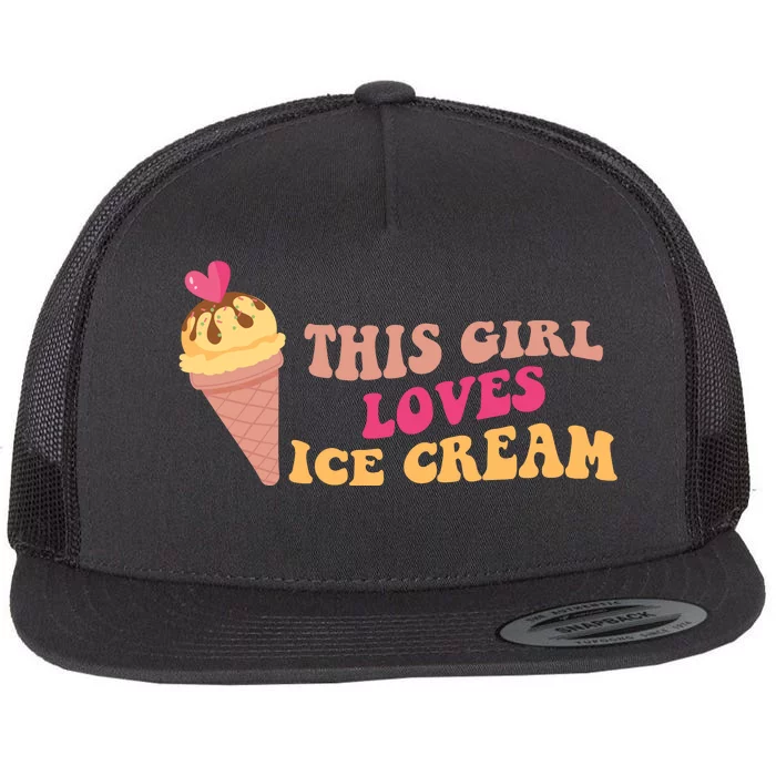 This Girl Loves Ice Cream Cute Gift Flat Bill Trucker Hat