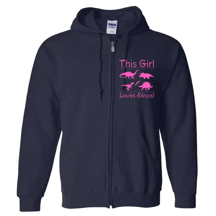 This Girl Loves Dinos - Dinosaur Full Zip Hoodie