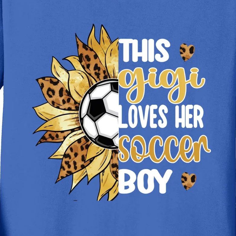 This Gigi Loves Her Soccer Boy Soccer Player Grandma Gigi Cool Gift Kids Long Sleeve Shirt