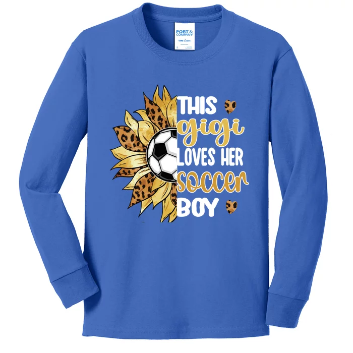 This Gigi Loves Her Soccer Boy Soccer Player Grandma Gigi Cool Gift Kids Long Sleeve Shirt