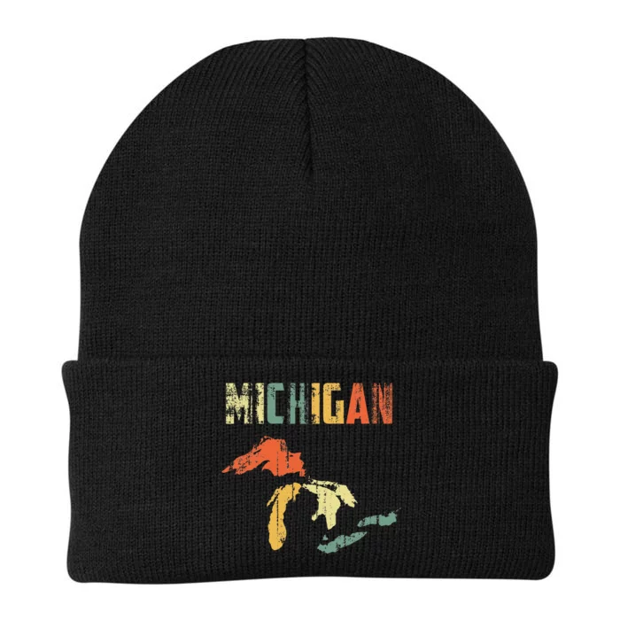 The Great Lakes Largest Water Retro Color Michigan MI Pride Knit Cap Winter Beanie