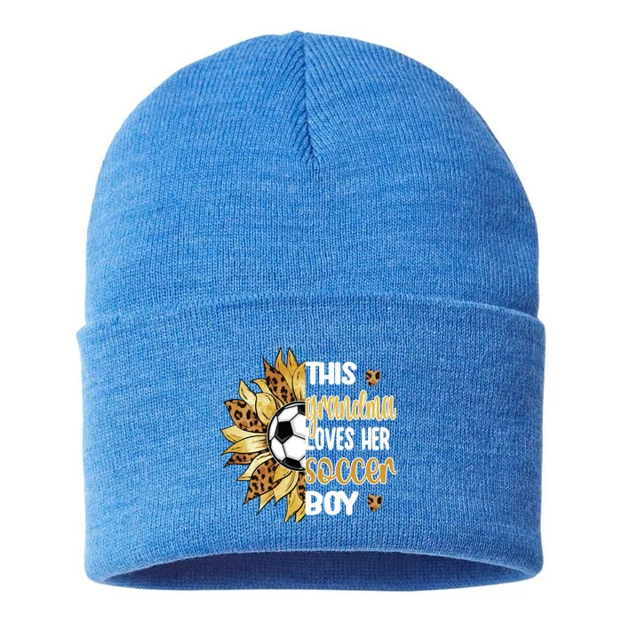 This Grandma Loves Her Soccer Boy Soccer Player Grandmother Gift Sustainable Knit Beanie