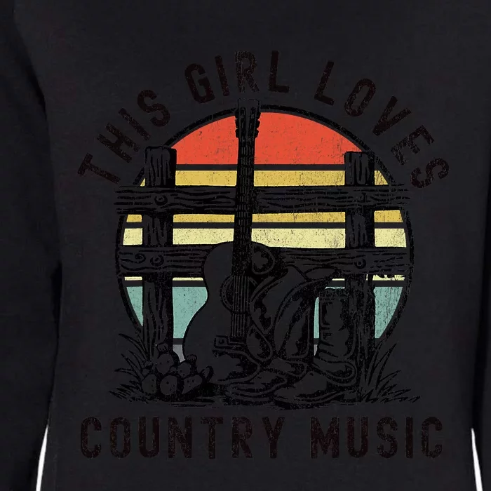 This Girl Loves Country Music Distressed Cowgirl With Boots Womens California Wash Sweatshirt