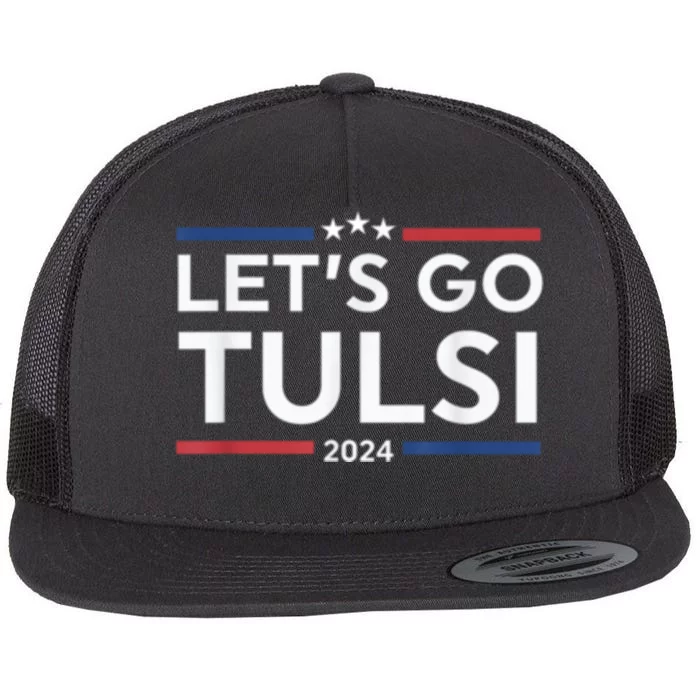 Tulsi Gabbard LetS Go Tulsi 2024 Trump Tulsi 2024 Flat Bill Trucker Hat