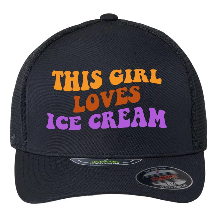 This Girl Loves Ice Cream Retro Cute Flexfit Unipanel Trucker Cap