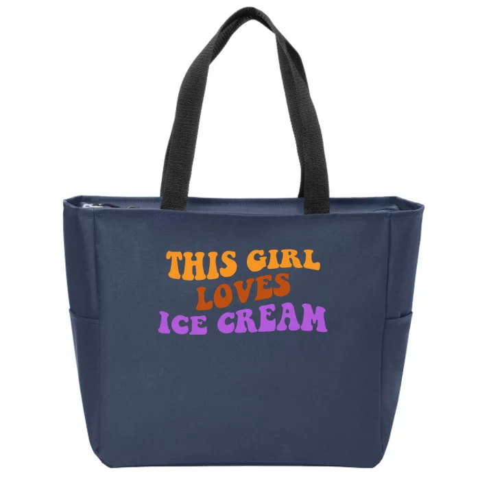 This Girl Loves Ice Cream Retro Cute Zip Tote Bag