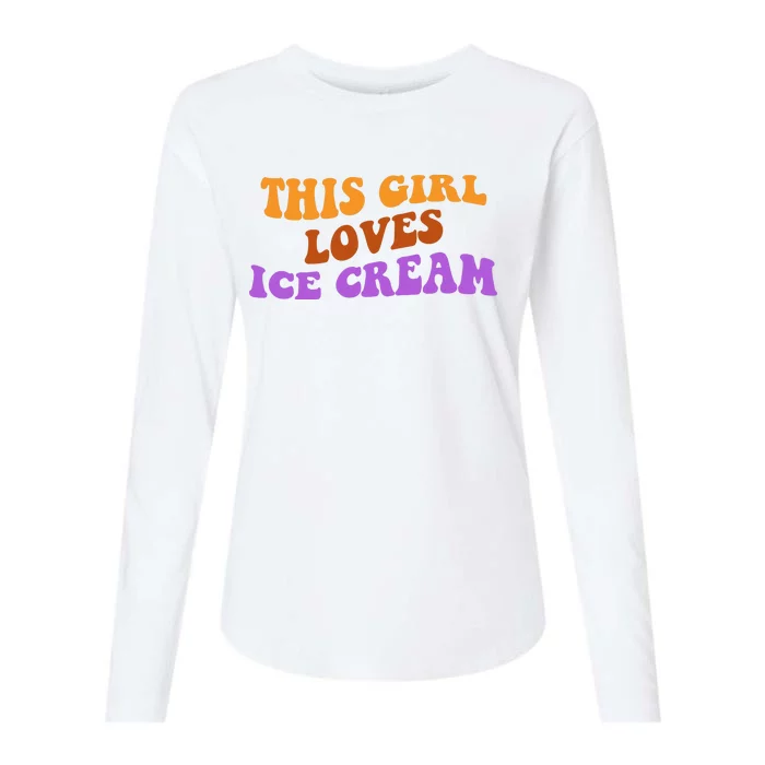 This Girl Loves Ice Cream Retro Cute Womens Cotton Relaxed Long Sleeve T-Shirt