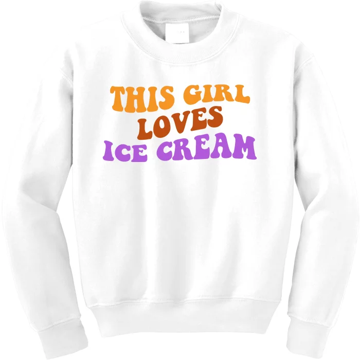 This Girl Loves Ice Cream Retro Cute Kids Sweatshirt