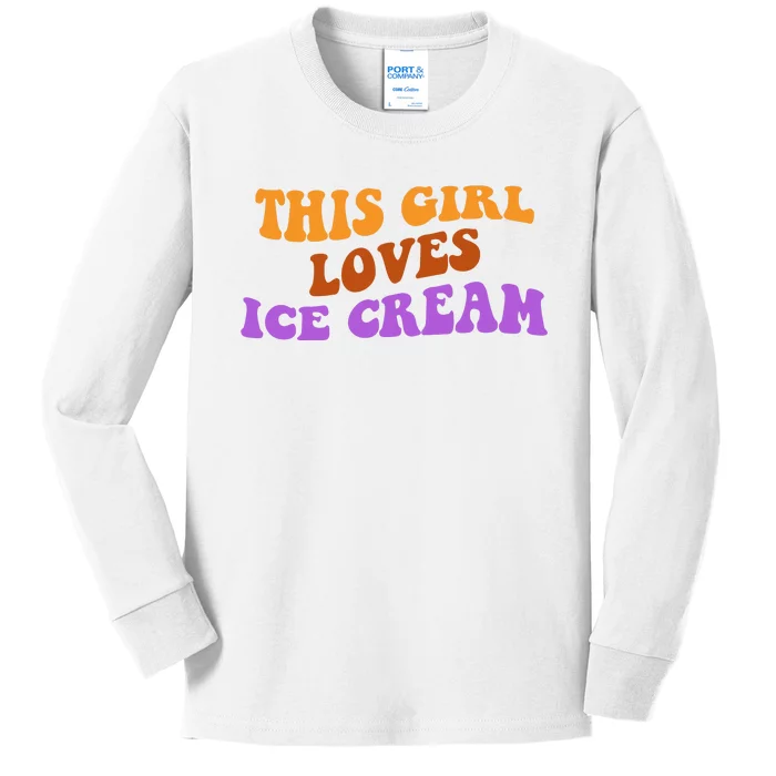 This Girl Loves Ice Cream Retro Cute Kids Long Sleeve Shirt