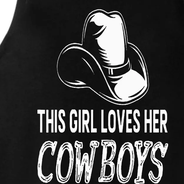 This Girl Loves Her Cowboy Cute Texas Dallas Ladies Tri-Blend Wicking Tank