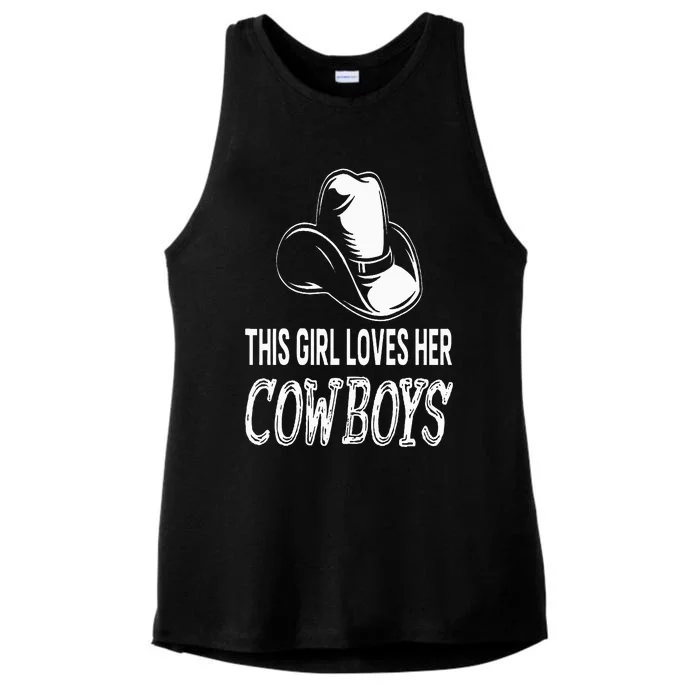 This Girl Loves Her Cowboy Cute Texas Dallas Ladies Tri-Blend Wicking Tank