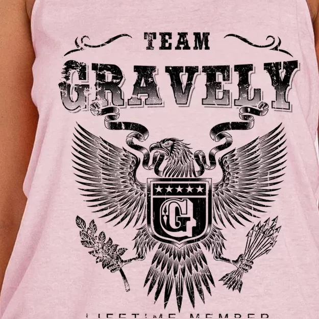 Team Gravely Lifetime Member Last Name Gift Women's Knotted Racerback Tank