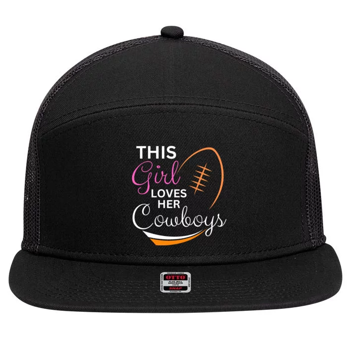 This Girl Loves Her Cowboy Cute Texas Dallas 7 Panel Mesh Trucker Snapback Hat