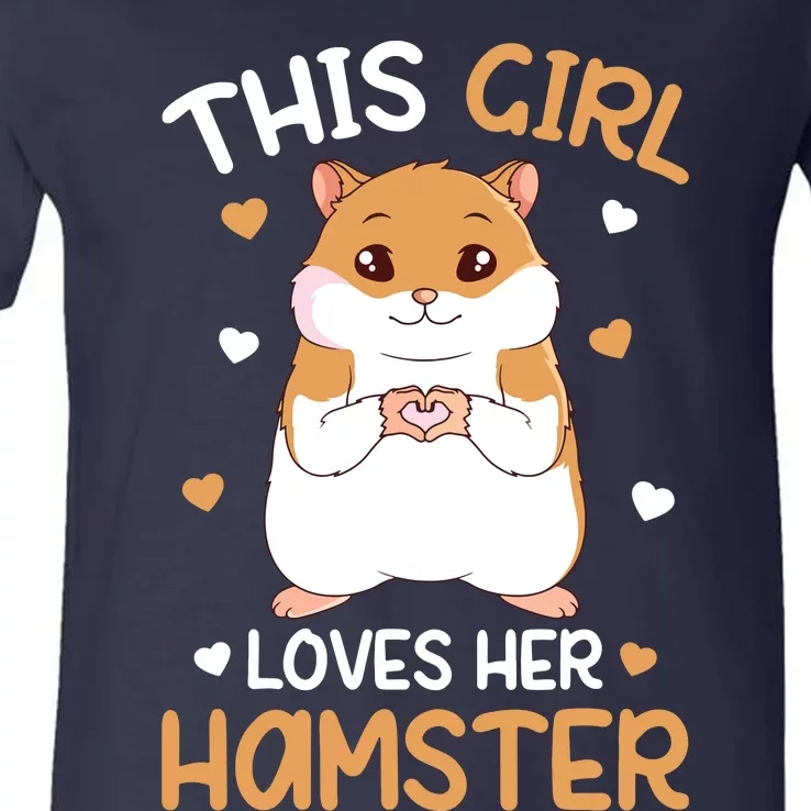 This Girl Loves Her Hamster Hammy Girl Hamster Lover V-Neck T-Shirt