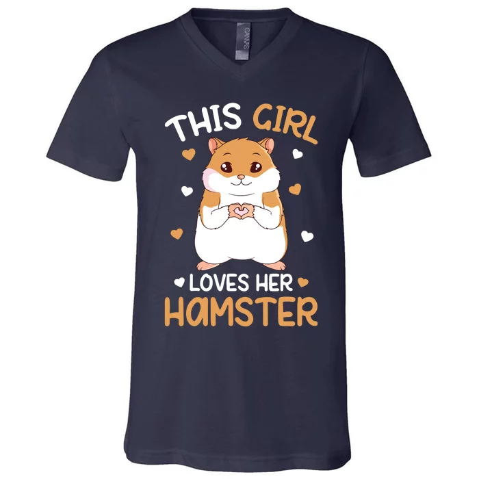 This Girl Loves Her Hamster Hammy Girl Hamster Lover V-Neck T-Shirt