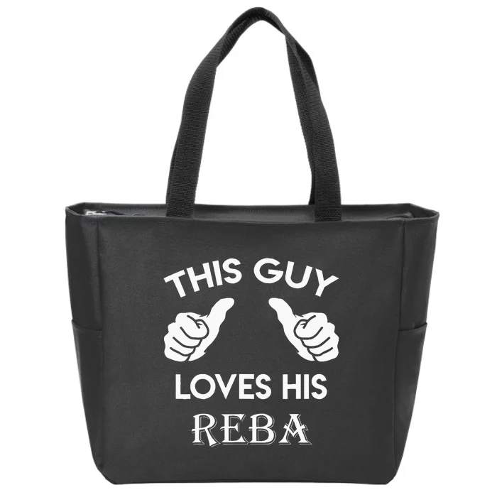 This Guy Loves His REBA Gift Valentine Heart Belongs 3 Zip Tote Bag