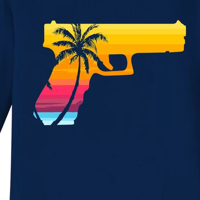 Tropical Gun Lover Firearm Beach Cute Hawaiian Gift Aloha Baby Long Sleeve Bodysuit