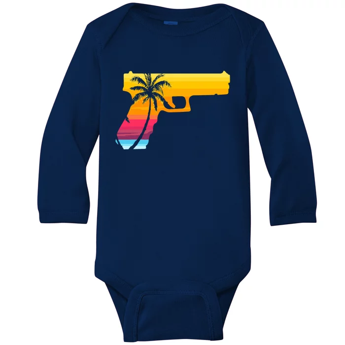 Tropical Gun Lover Firearm Beach Cute Hawaiian Gift Aloha Baby Long Sleeve Bodysuit