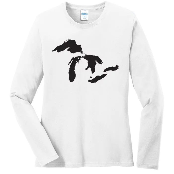 The Great Lakes Detroit Michigan T Ladies Long Sleeve Shirt