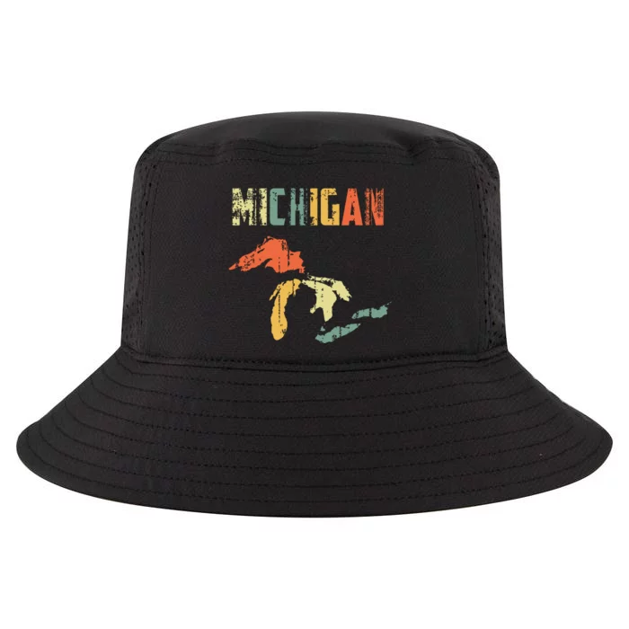 The Great Lakes Largest Water Retro Color Michigan Mi Pride Cool Comfort Performance Bucket Hat