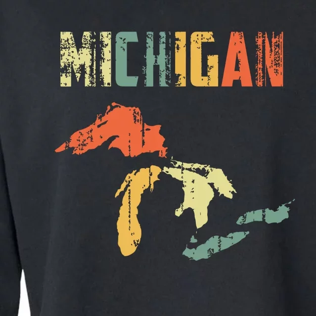 The Great Lakes Largest Water Retro Color Michigan Mi Pride Cropped Pullover Crew