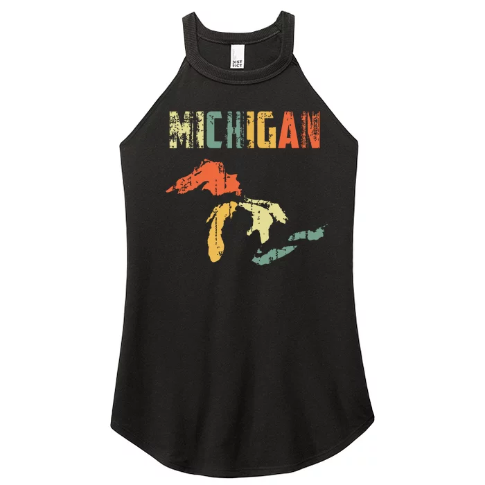 The Great Lakes Largest Water Retro Color Michigan Mi Pride Women’s Perfect Tri Rocker Tank