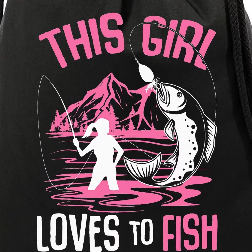 This Girl Loves To Fish Fishing Drawstring Bag