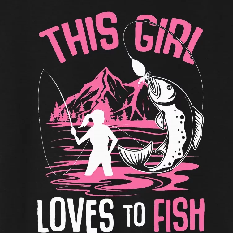 This Girl Loves To Fish Fishing Women's Crop Top Tee