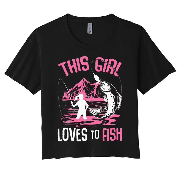 This Girl Loves To Fish Fishing Women's Crop Top Tee