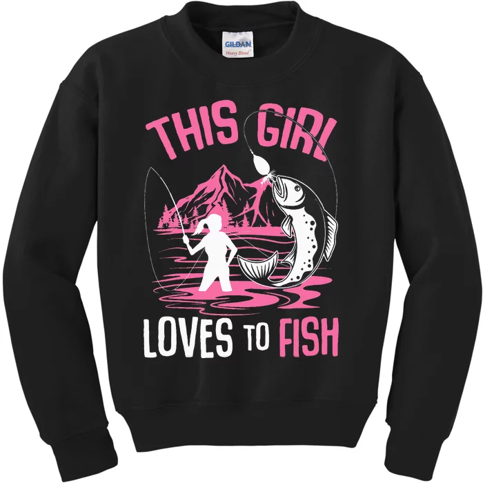 This Girl Loves To Fish Fishing Kids Sweatshirt