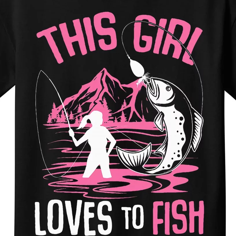 This Girl Loves To Fish Fishing Kids T-Shirt