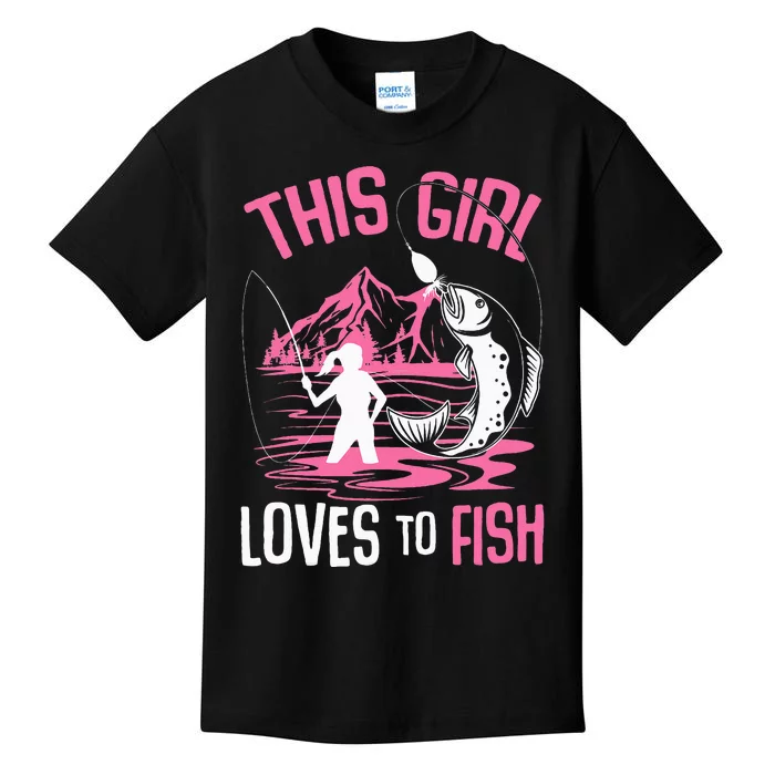 This Girl Loves To Fish Fishing Kids T-Shirt