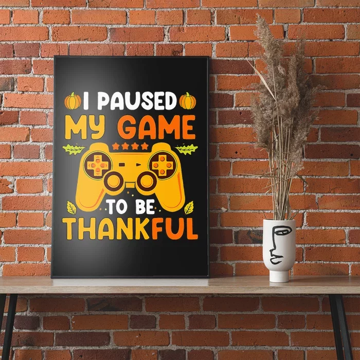 Thankful Gamer Leveling Up with Video Game Thanksgiving Poster