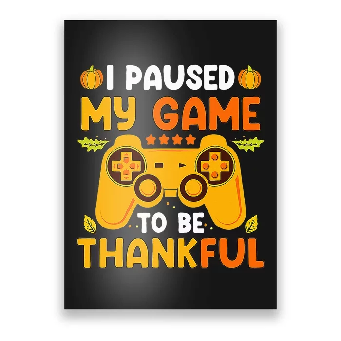 Thankful Gamer Leveling Up with Video Game Thanksgiving Poster