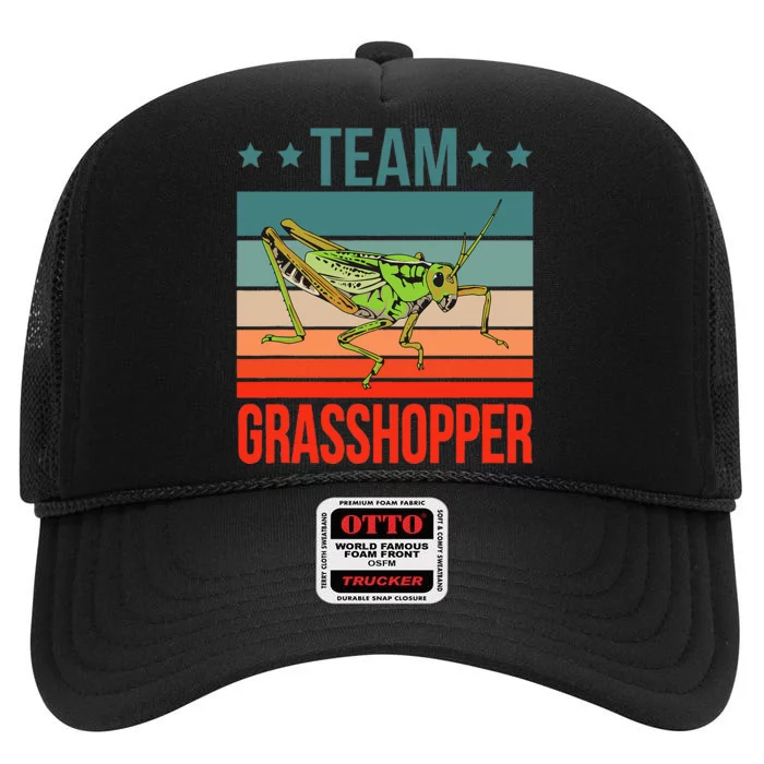 Team Grasshopper Locust Entomologist Insect Grasshopper High Crown Mesh Trucker Hat