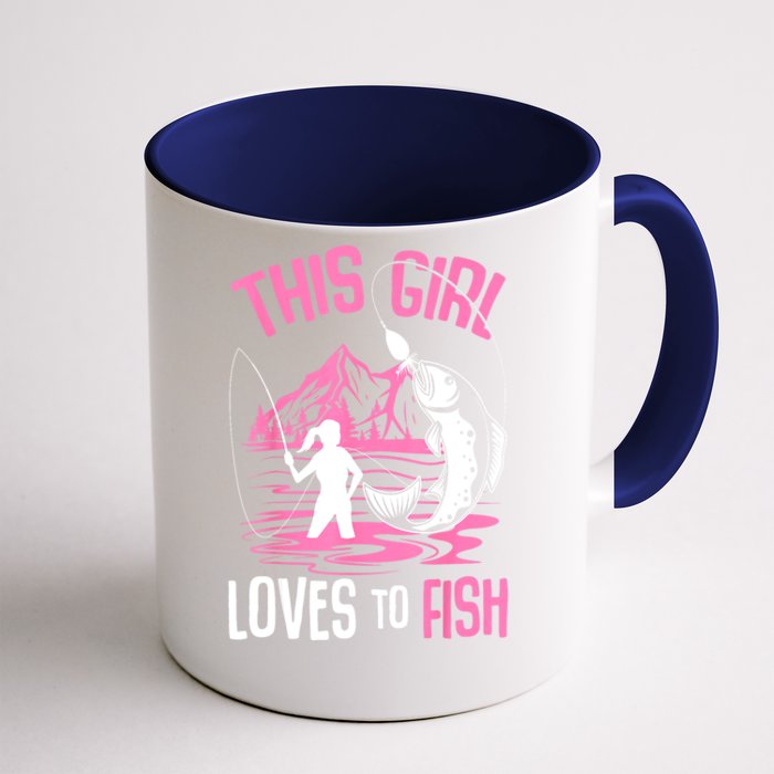 This Girl Loves To Fish Cool Fishing Girl Gifts Front & Back Coffee Mug