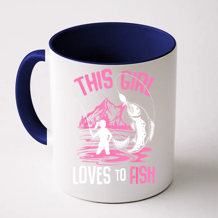 This Girl Loves To Fish Cool Fishing Girl Gifts Front & Back Coffee Mug