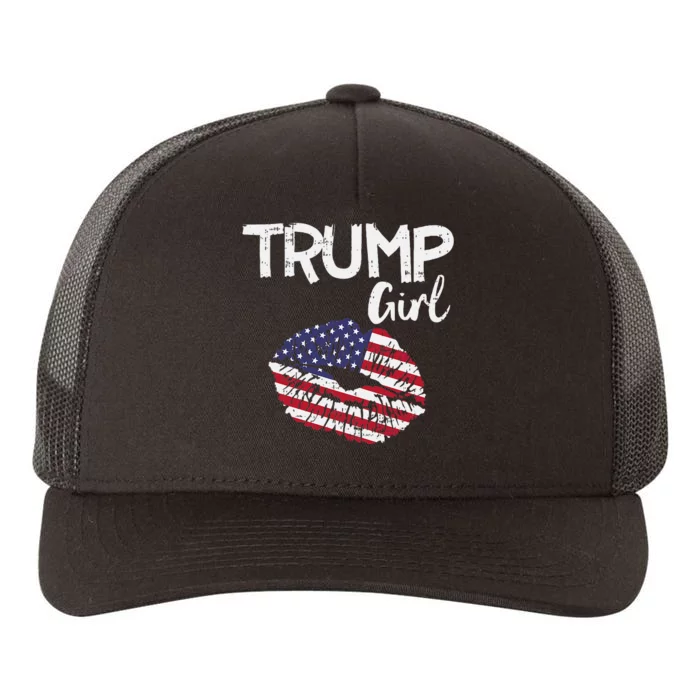 Trump Girl Lips Usa Flag Pro Vote For Donald 2020 Gop Gift Yupoong Adult 5-Panel Trucker Hat