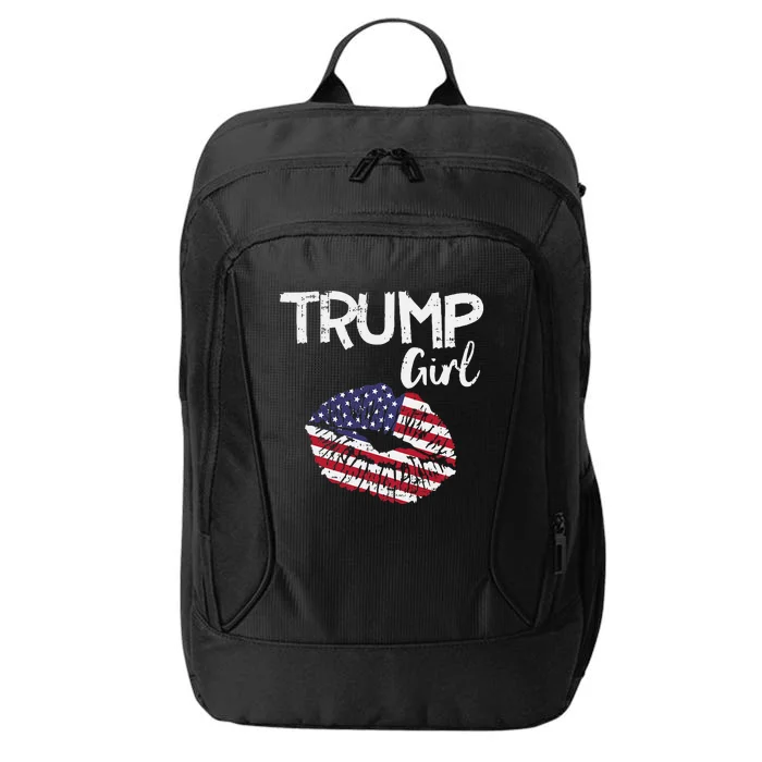 Trump Girl Lips Usa Flag Pro Vote For Donald 2020 Gop Gift City Backpack