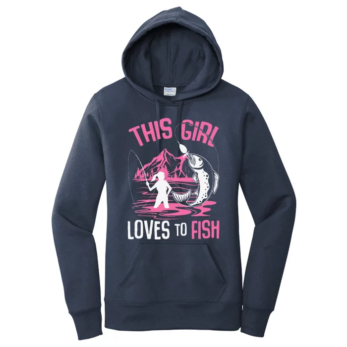 This Girl Loves To Fish Fishing Girl Women's Pullover Hoodie