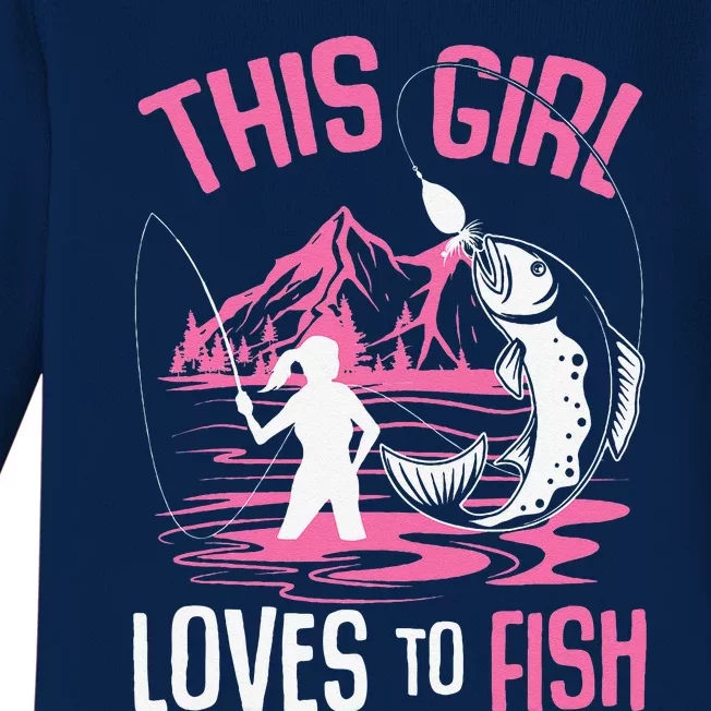 This Girl Loves To Fish Fishing Girl Baby Long Sleeve Bodysuit