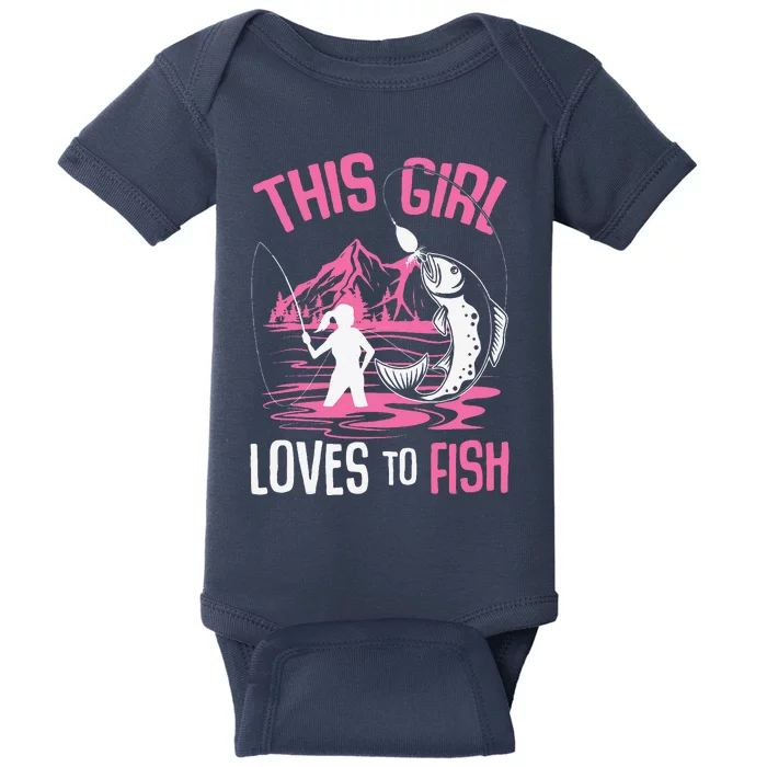 This Girl Loves To Fish Fishing Girl Baby Bodysuit