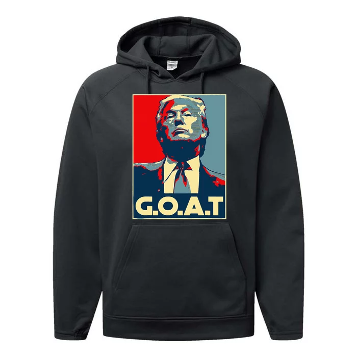 Trump Goat Middle Finger Election 2024 Republican Poster Performance Fleece Hoodie