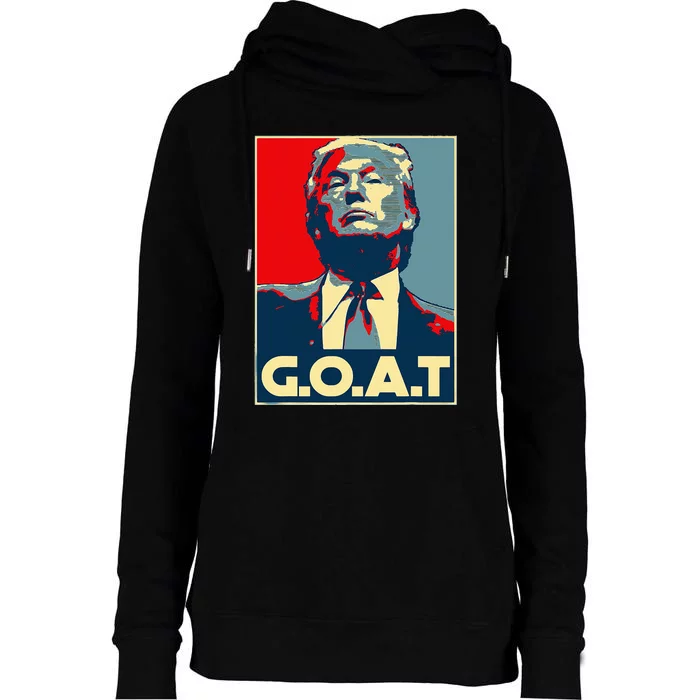 Trump Goat Middle Finger Election 2024 Republican Poster Womens Funnel Neck Pullover Hood