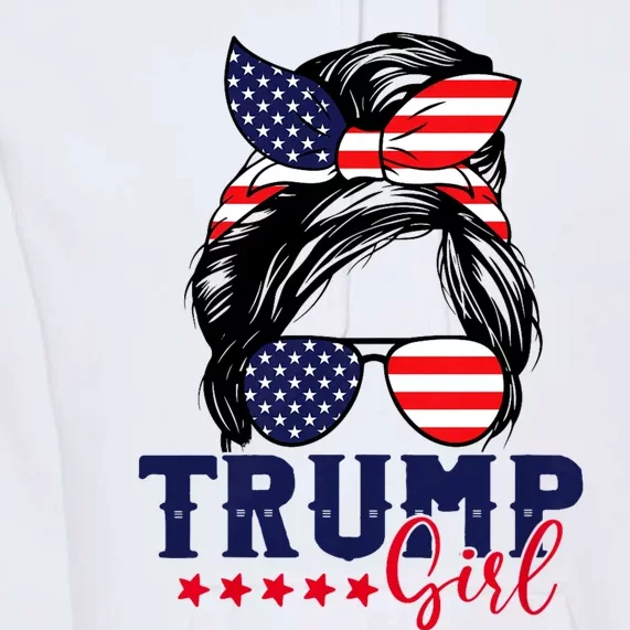 Trump Girl Messy Bun Trump 2024 Election American Flag Premium Hoodie