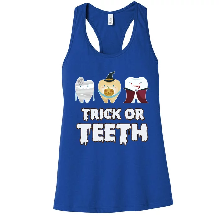 Teeth Ghost Mummy Witch Cute Dental Halloween Dentist Funny Gift Women's Racerback Tank