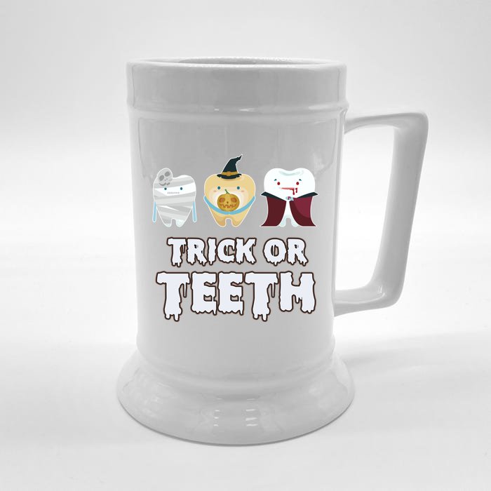 Teeth Ghost Mummy Witch Cute Dental Halloween Dentist Funny Gift Front & Back Beer Stein