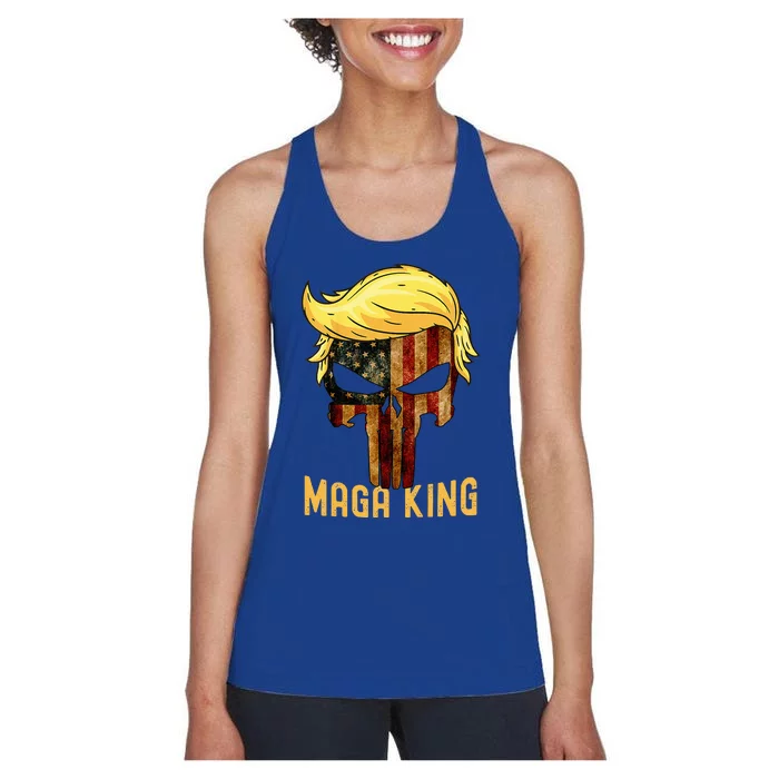 The Great Maga King Donald Trump Skull  Maga King Women's Racerback Tank