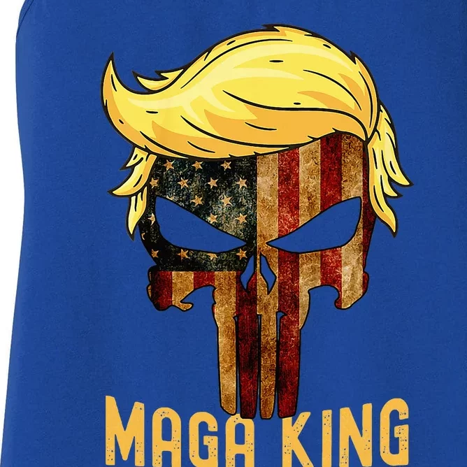 The Great Maga King Donald Trump Skull  Maga King Women's Racerback Tank