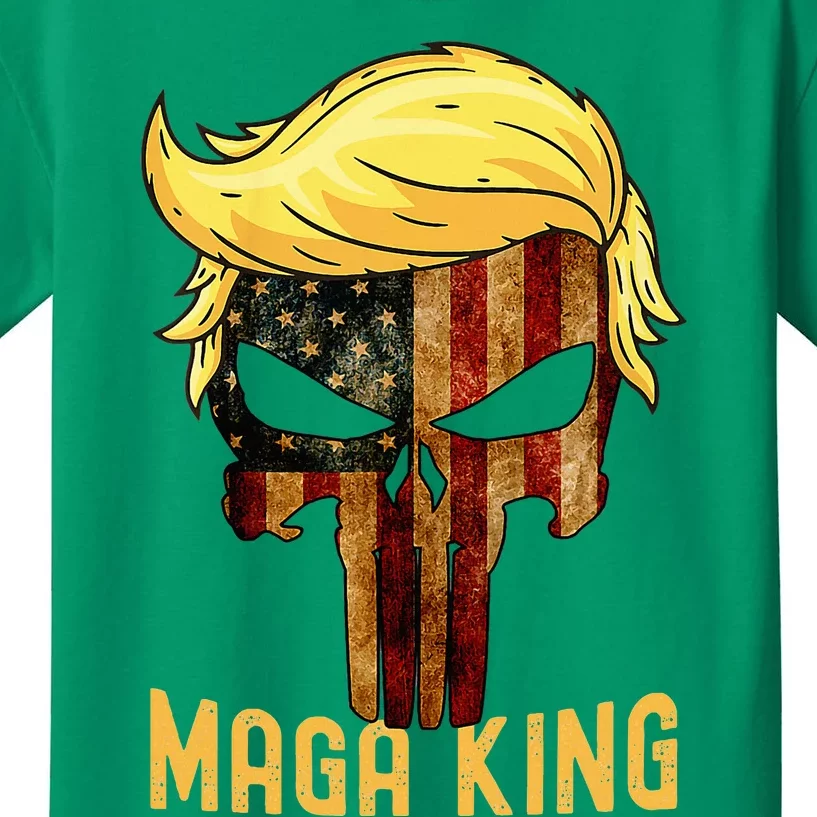 The Great Maga King Donald Trump Skull  Maga King Kids T-Shirt